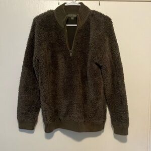 Barefoot Dreams Cozychic Pullover Quarter Zip Sweater Sweatshirt Medium Green